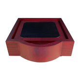 Mahogany (Rosewood) & Black Leather Square Coaster Set w/ Holder